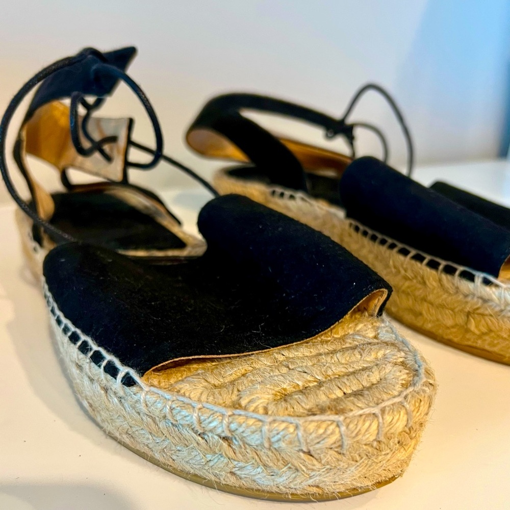 NWOT Made in Spain espadrilles black suede platform size 8.5